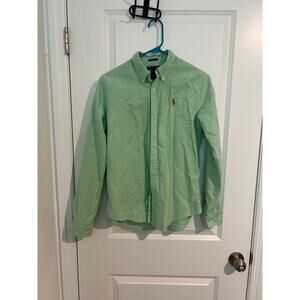 Ralph Lauren Men’s Slim Fit Long Sleeve Button-Up – Size 10 – Green 100% Cotton